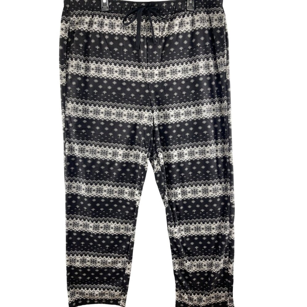 Sonoma Mens XL Microfleece Pajama Pants Soft & Cozy Black/White Snowflake Print